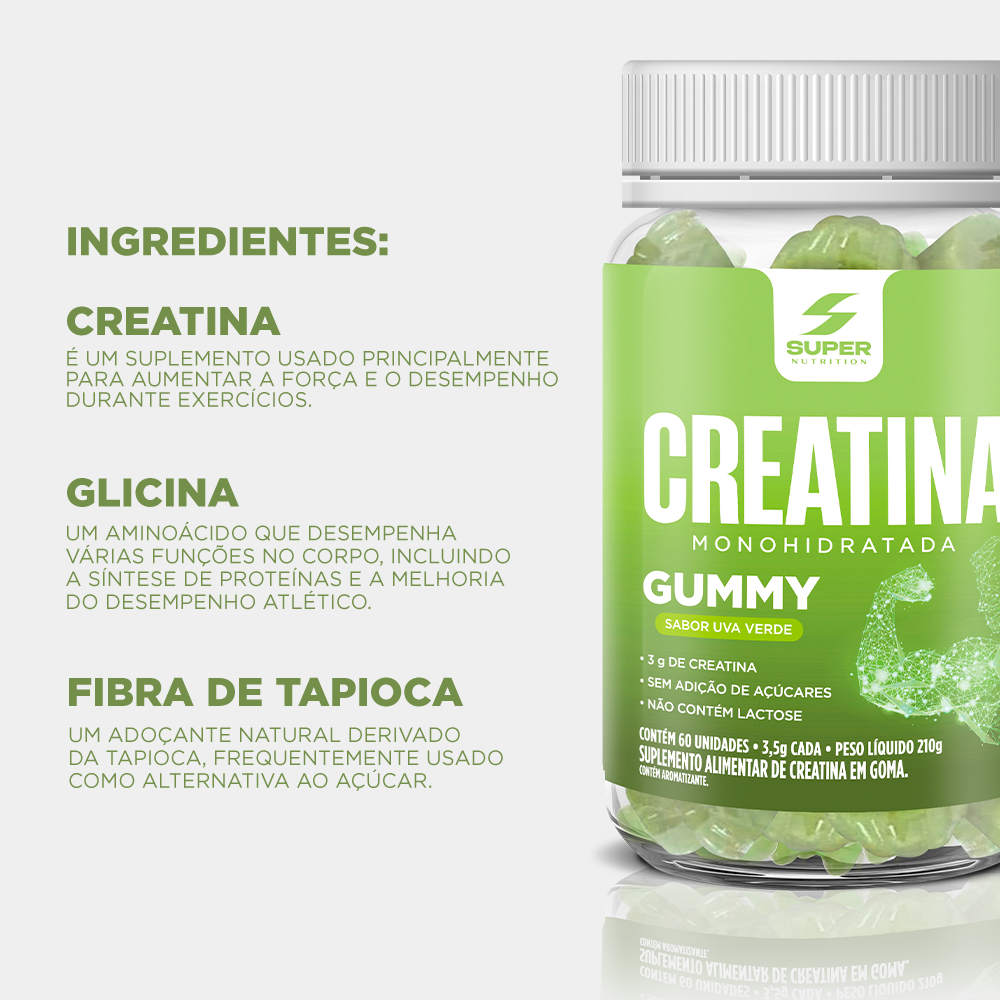 Super Gummy Creatina Uva Verde (60 gomas)