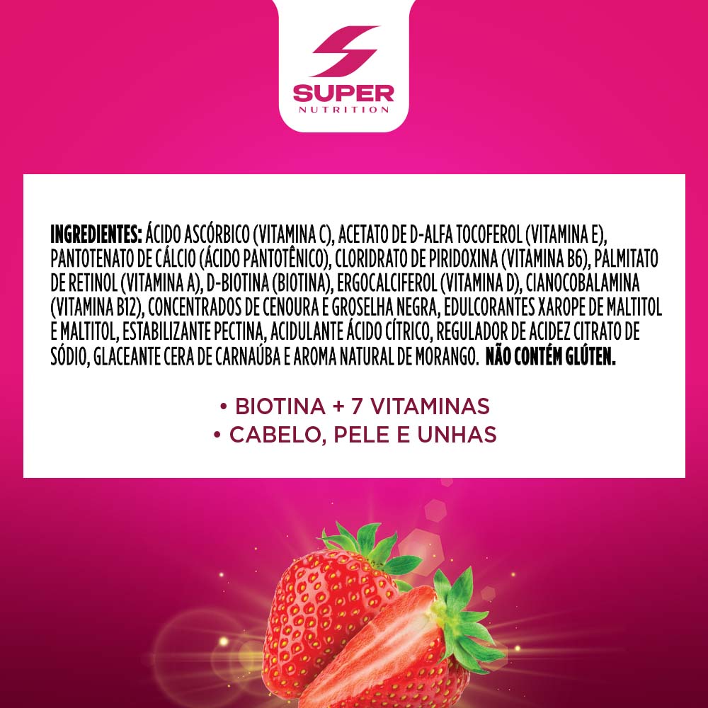 Super Gummy Beauty Hair Skin Morango (30 gomas)