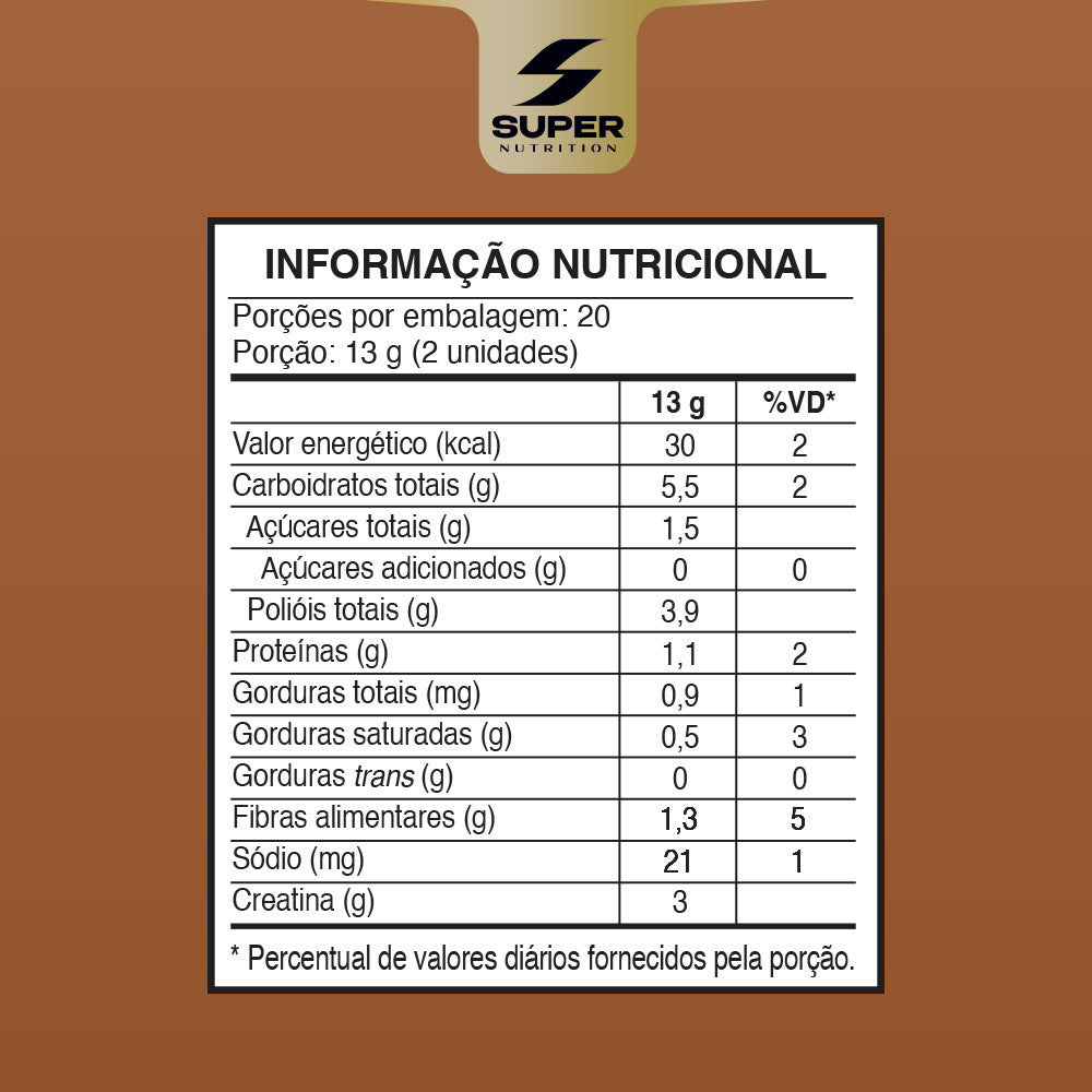 Dado de Creatina Sabor Brigadeiro Super Nutrition (40 unidades)