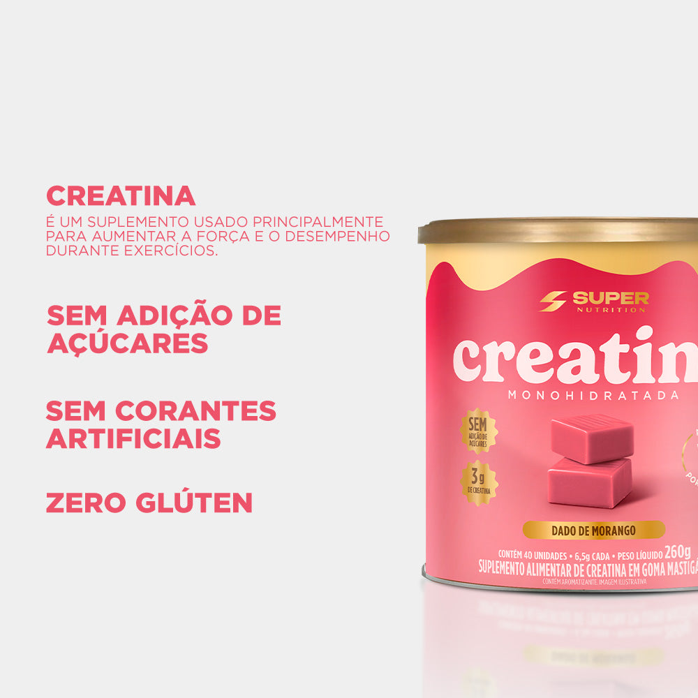 Dado de Creatina Sabor Morango Super Nutrition (40 unidades)